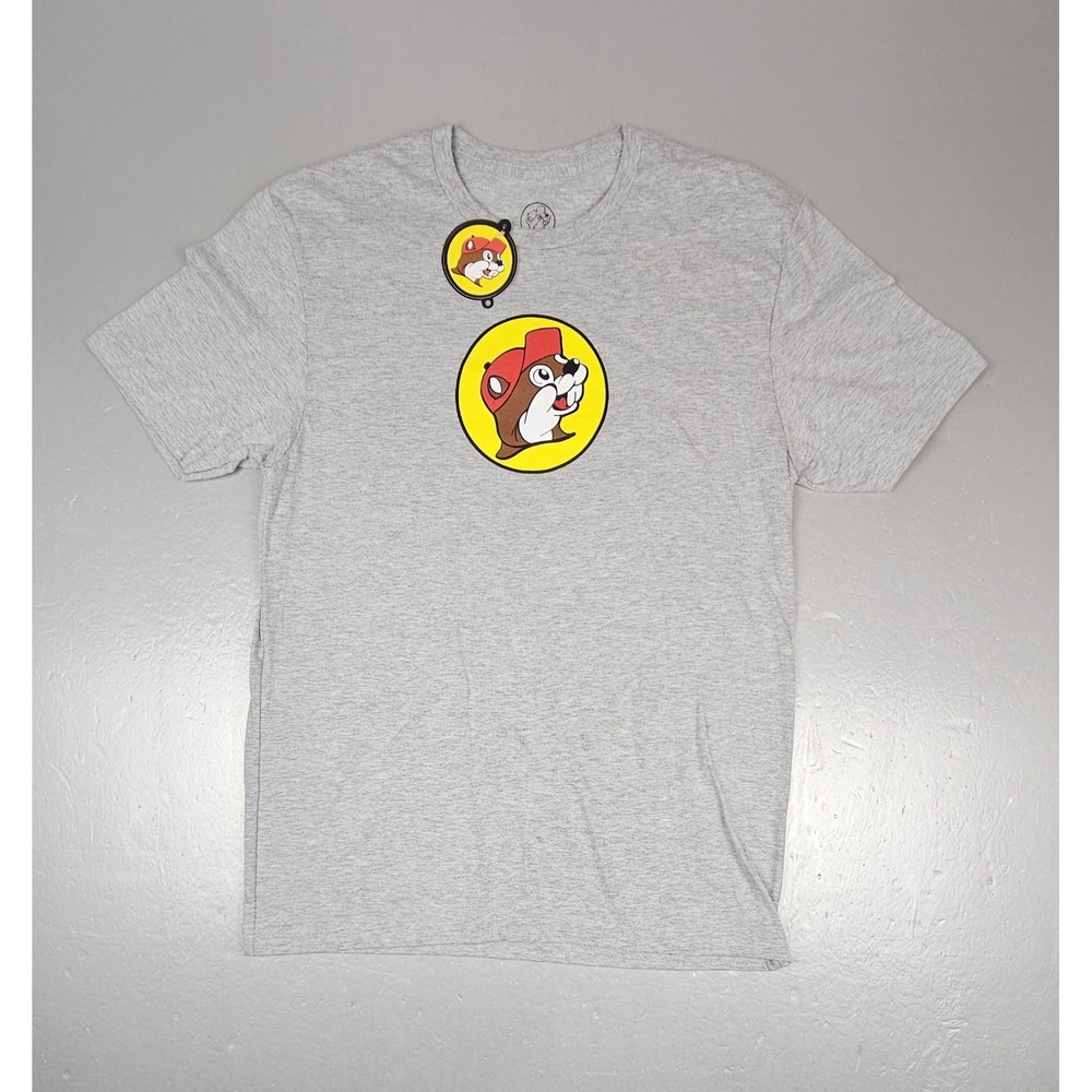 Bucees‎ T-Shirt Mens Medium Gray Beaver Truck 1982 Gas Station with Sticker NWT